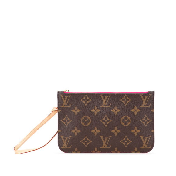 LOUIS VUITTON Brown Leather Neverfull Pouch - Picture 1 of 10